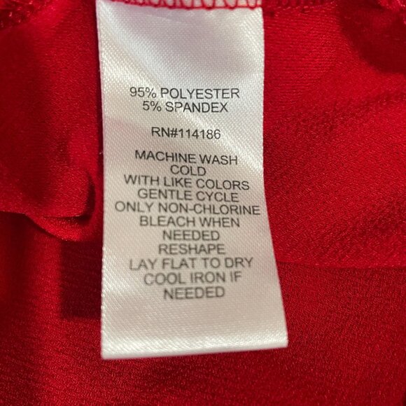 89th Madison Red Ruffle Zip Sleeveless Top 2X Career Stretch Summer Blouse - Picture 4 of 9